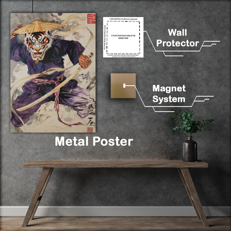 Buy Metal Poster : (Tiger god wearing a white and red)