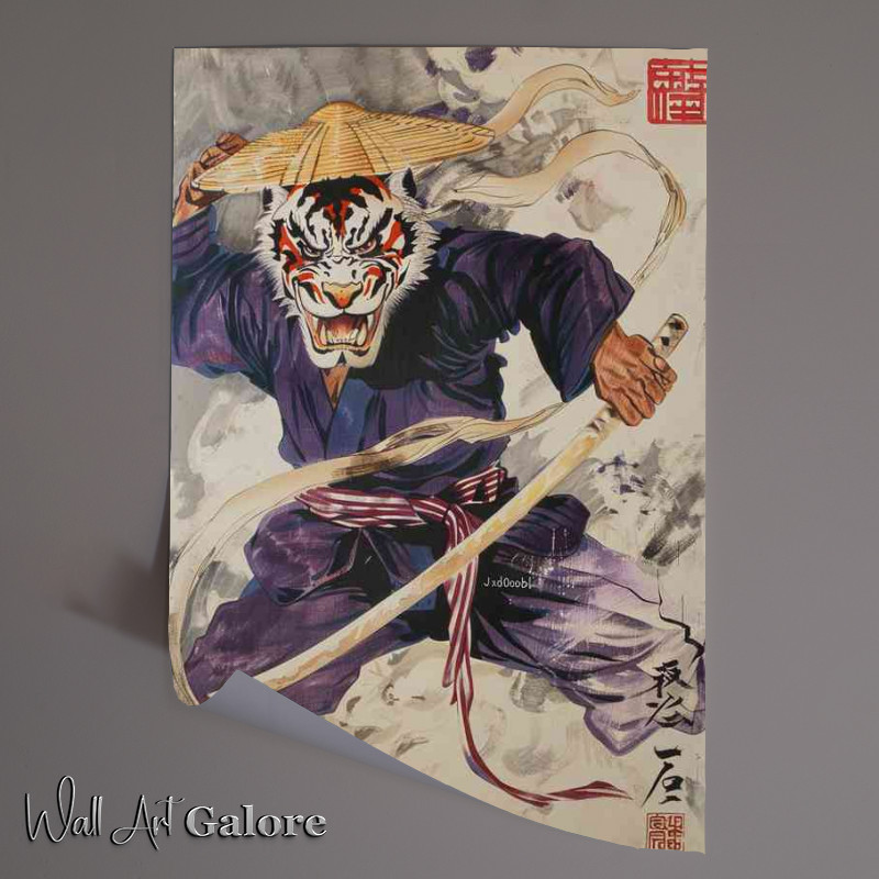 Buy Unframed Poster : (Tiger god wearing a white and red)