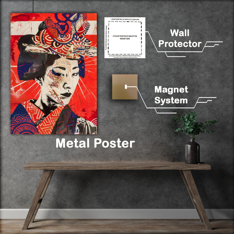 Buy Metal Poster : (Wood block lady art)