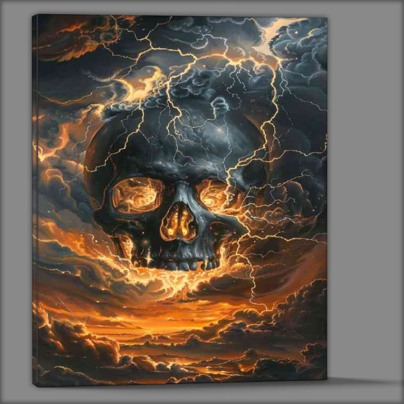 Buy Canvas : (Black skull with lightning the clouds)