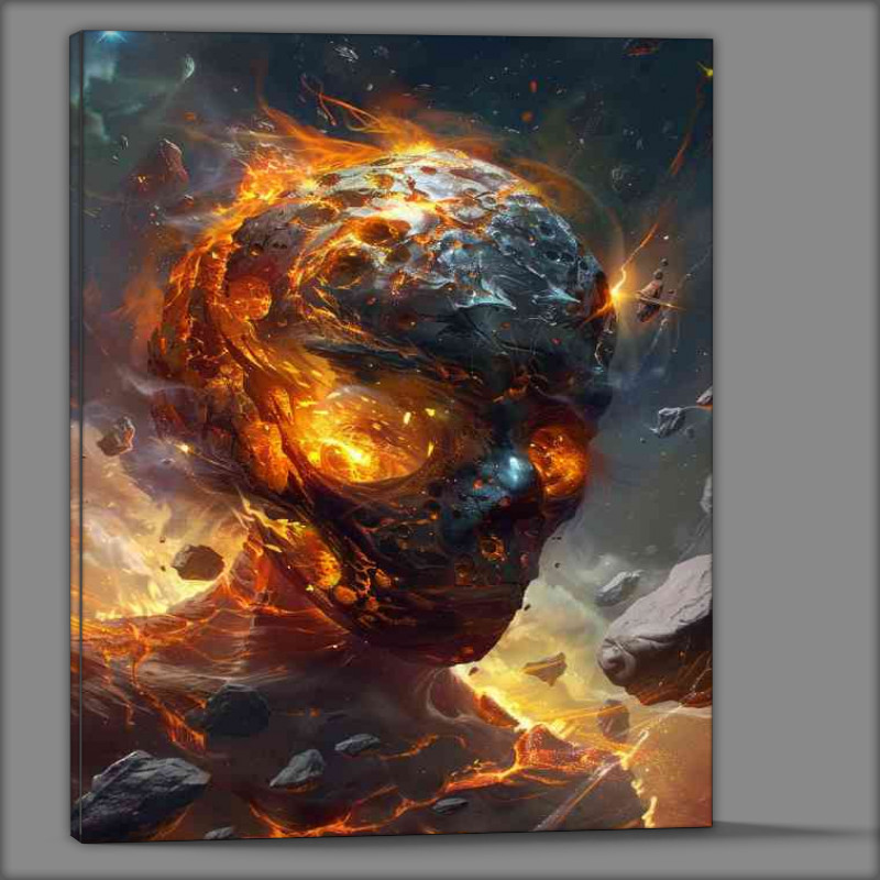 Buy Canvas : (Fire planet in space skull)
