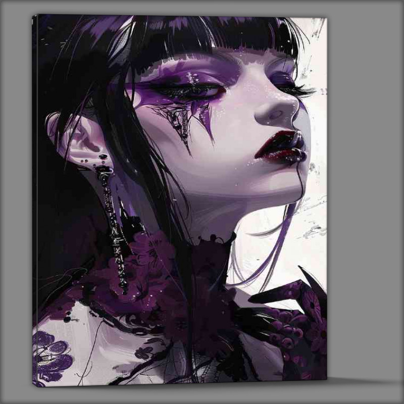Buy Canvas : (Girl with purple makeup and black hair in goth style)