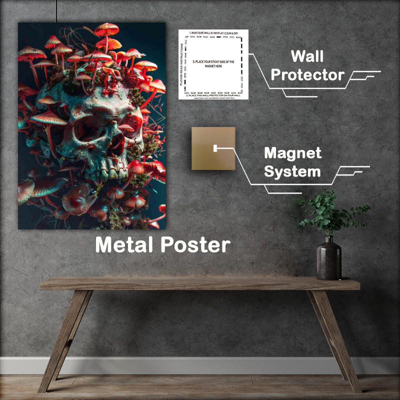 Buy Metal Poster : (Mushrooms and the skull)