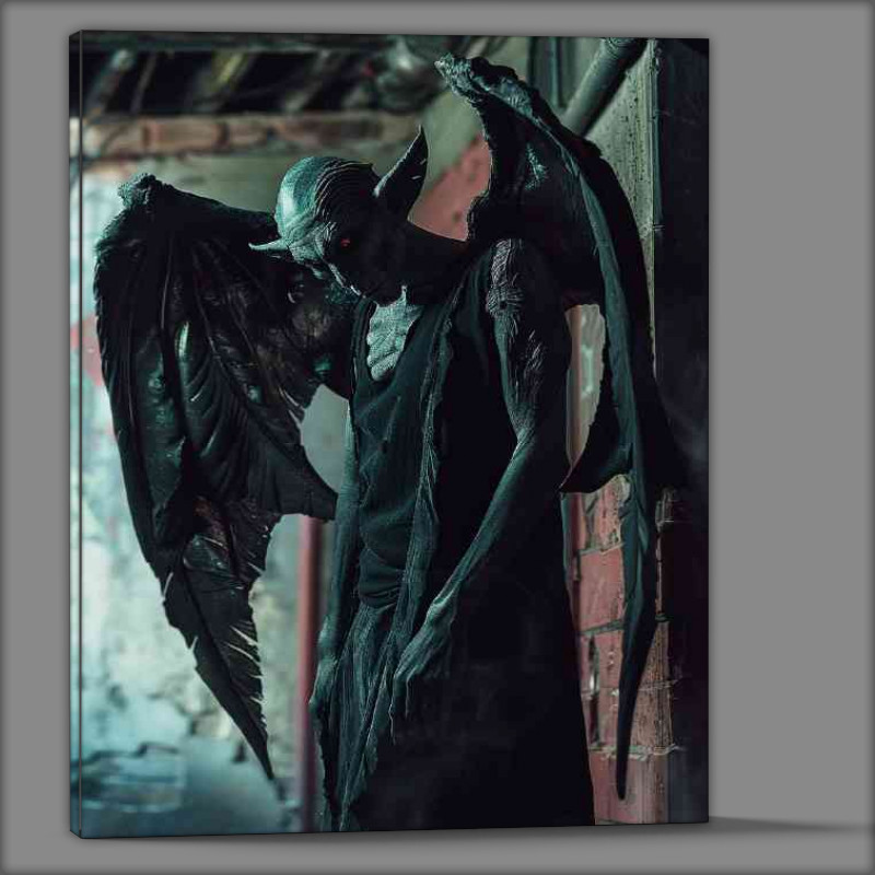 Buy Canvas : (Occult devil with big wings and claws in the alley)
