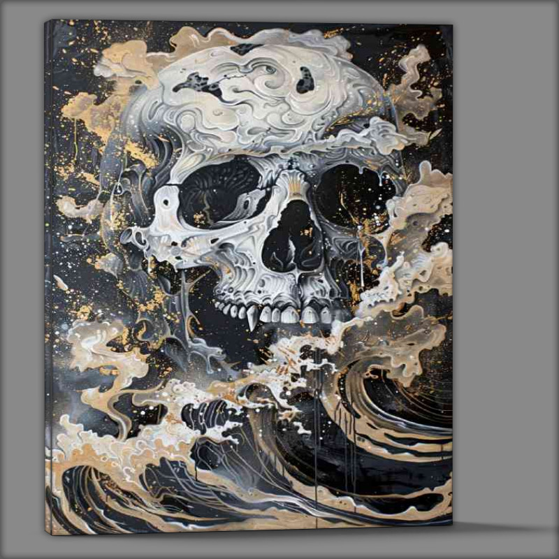 Buy Canvas : (Painting with a skull between cloud and the sea)