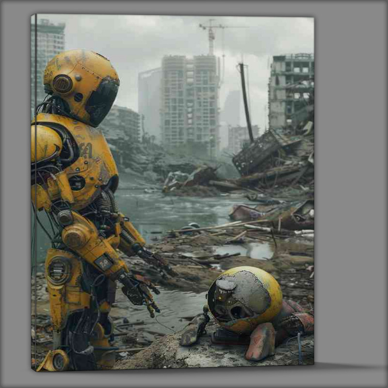 Buy Canvas : (Robots destroying the earth)
