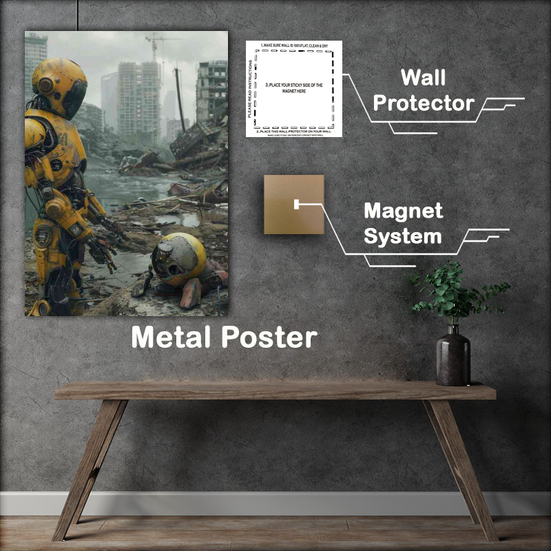 Buy Metal Poster : (Robots destroying the earth)