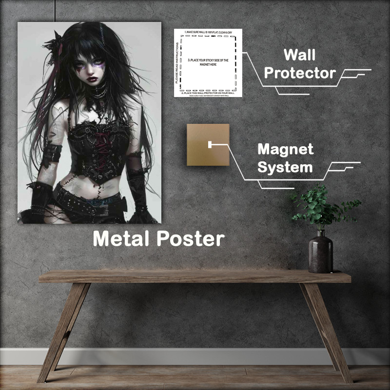 Buy Metal Poster : (Shinny girl with purple makeup and black hair)