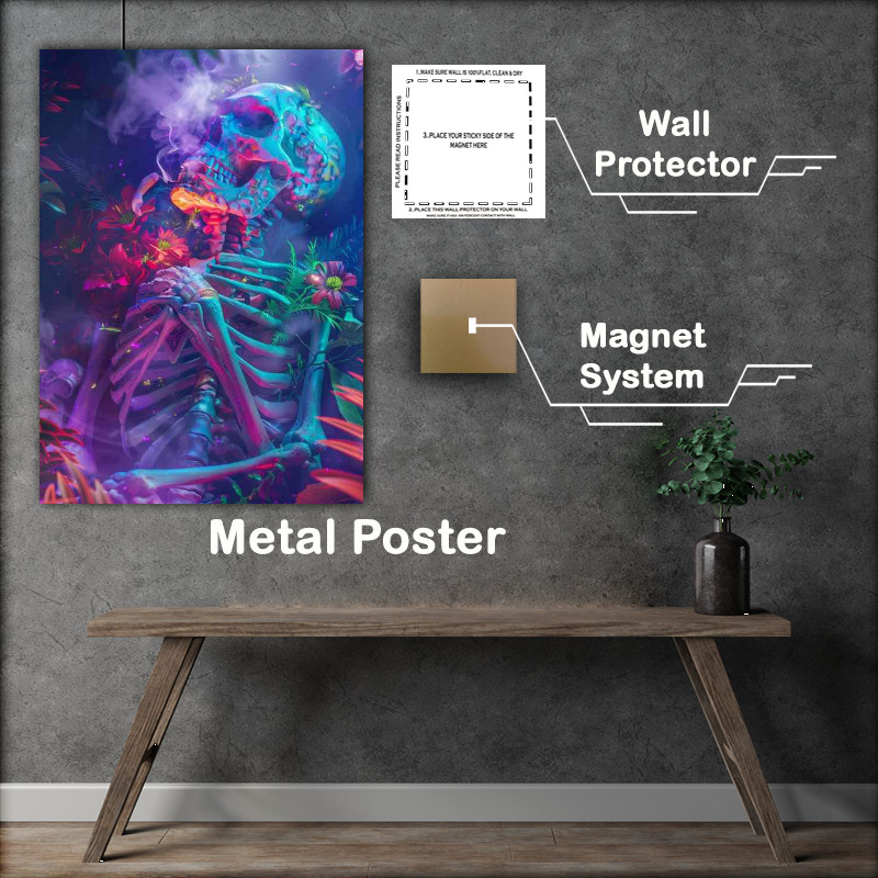 Buy Metal Poster : (Skelleton in a psychedelic colours)