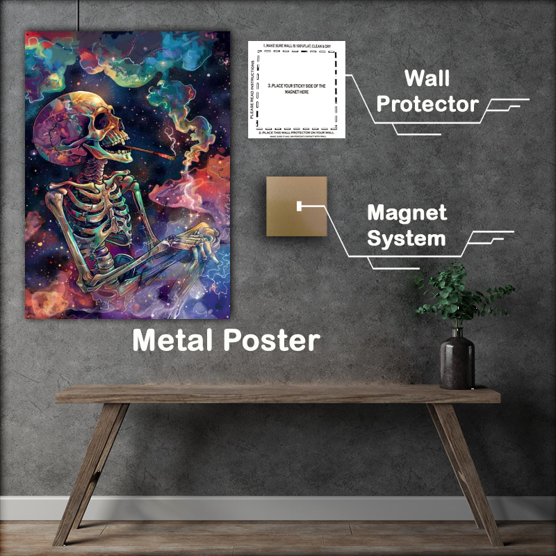 Buy Metal Poster : (Skelleton in space just chillin)