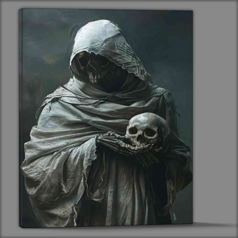 Buy Canvas : (Skelleton robe holding a skull)