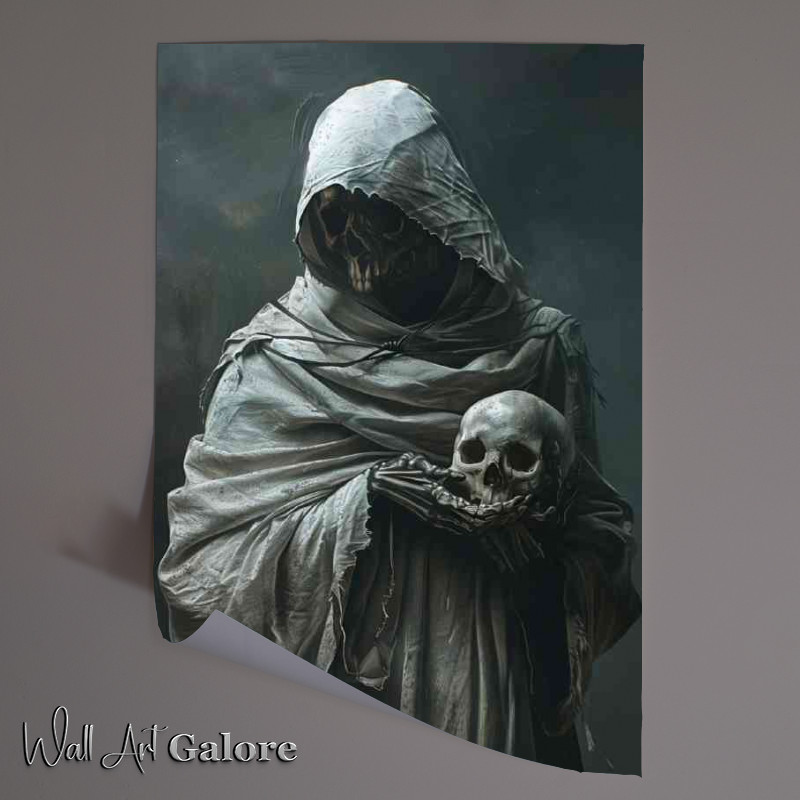 Buy Unframed Poster : (Skelleton robe holding a skull)