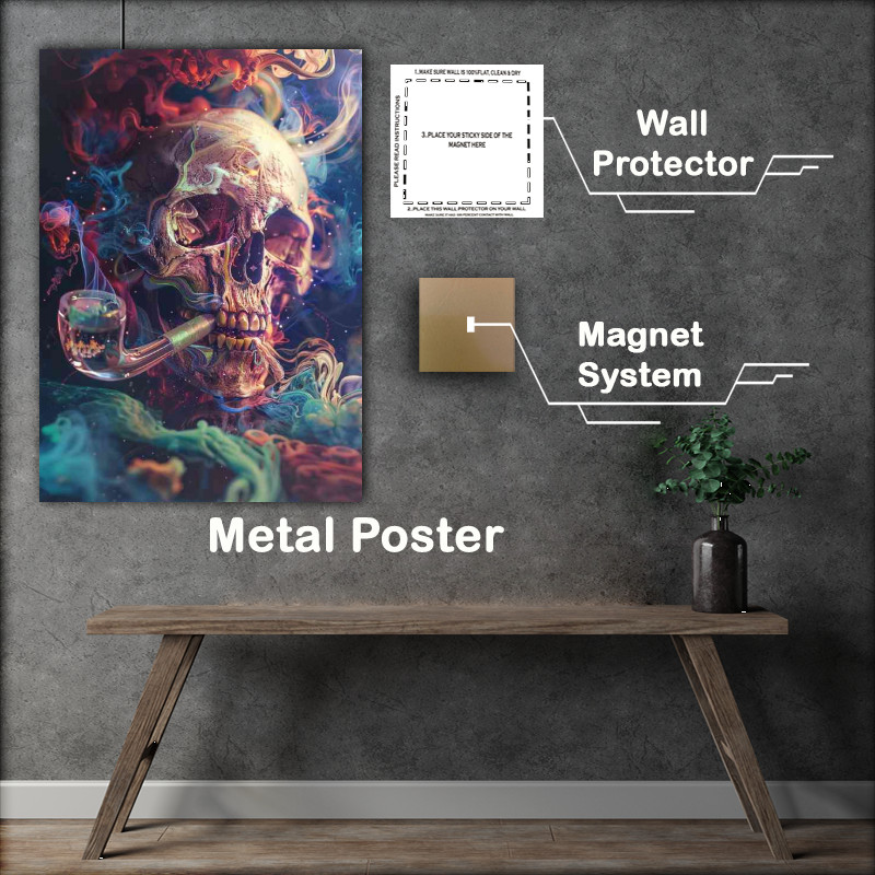 Buy Metal Poster : (Skull head with somke around it)