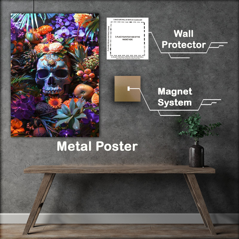 Buy Metal Poster : (Skull in a jungle with plants)