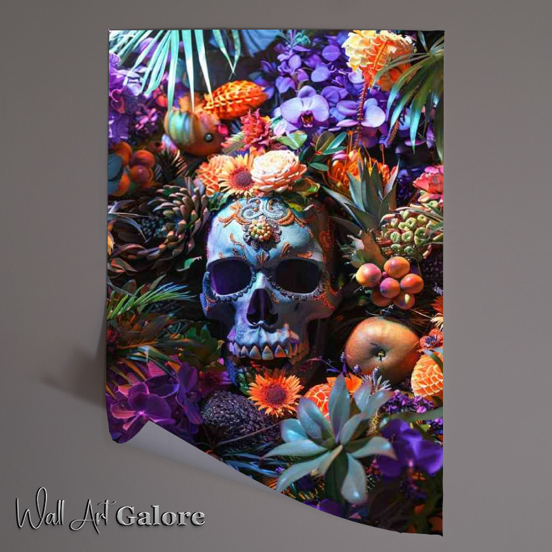 Buy Unframed Poster : (Skull in a jungle with plants)