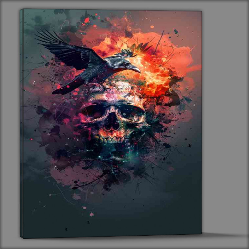 Buy Canvas : (Skull in sky with raven)