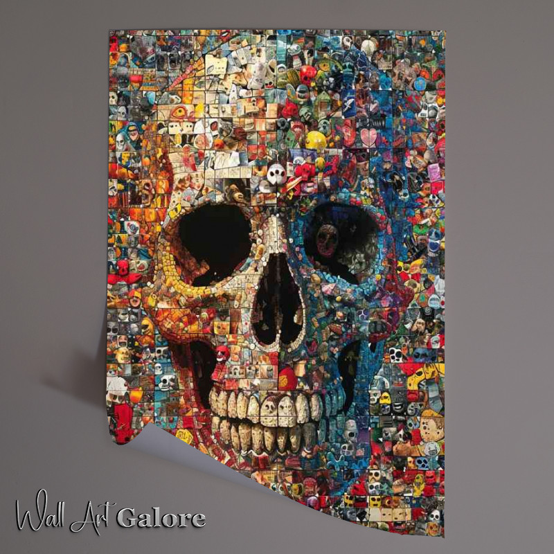 Buy Unframed Poster : (Skull in the center of a collage of junk toys)