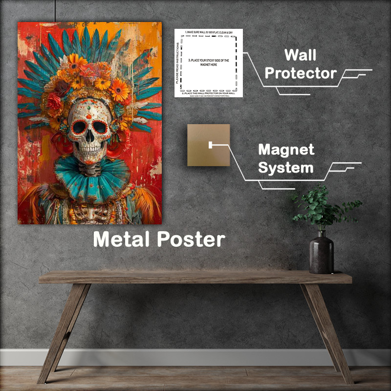Buy Metal Poster : (Skull with flowers)