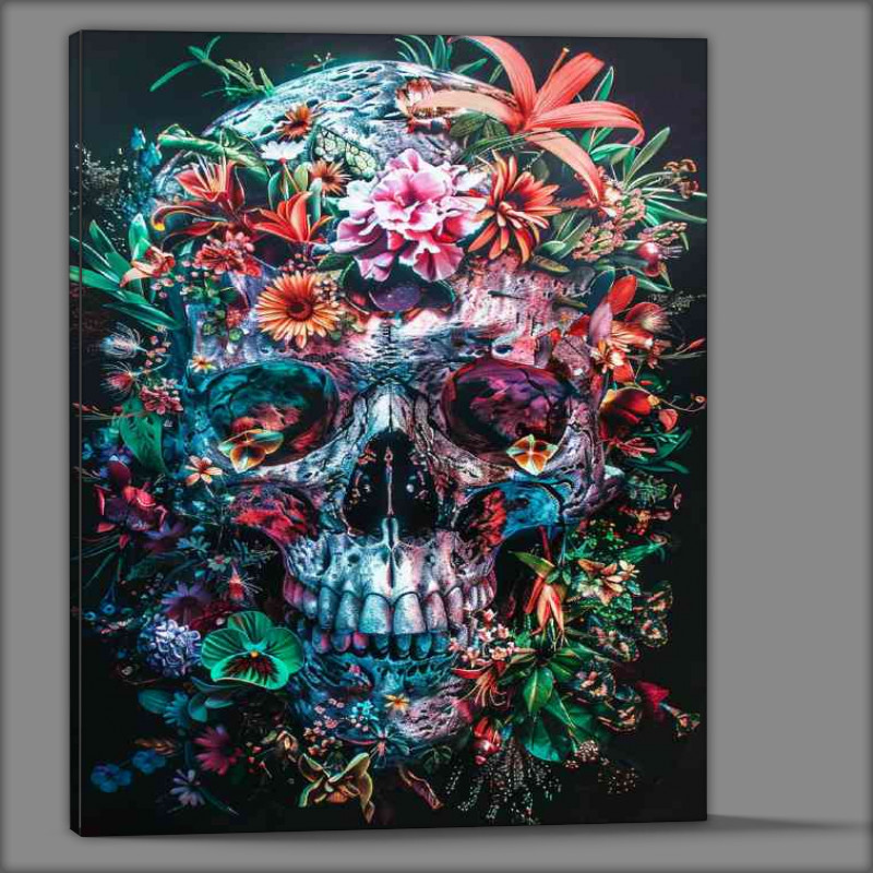 Buy Canvas : (Skull with flowers and plants)