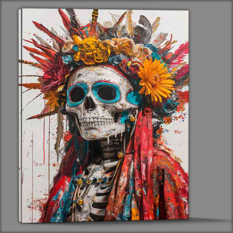 Buy Canvas : (Skull with long robe and head flowers)
