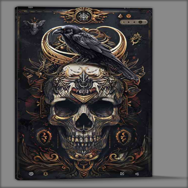 Buy Canvas : (Skull with raven on its head)