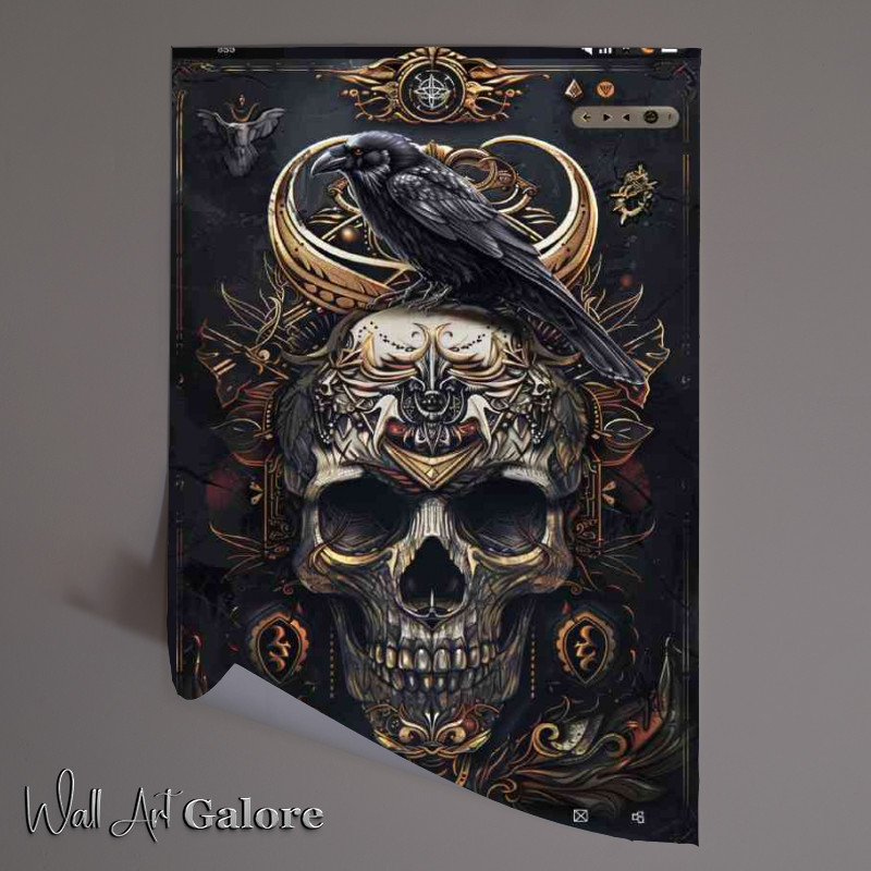 Buy Unframed Poster : (Skull with raven on its head)