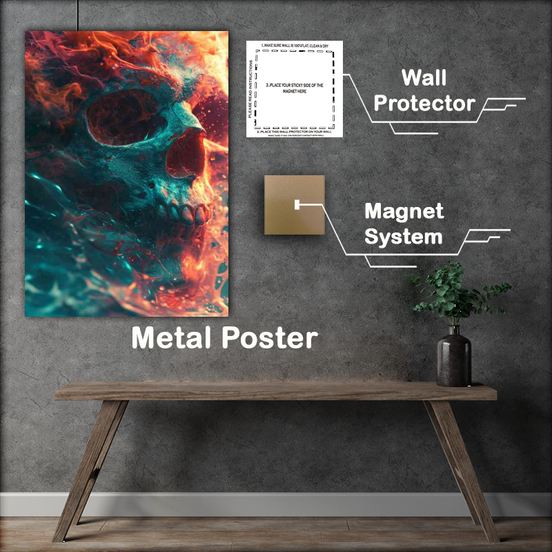Buy Metal Poster : (Skull with space matter)