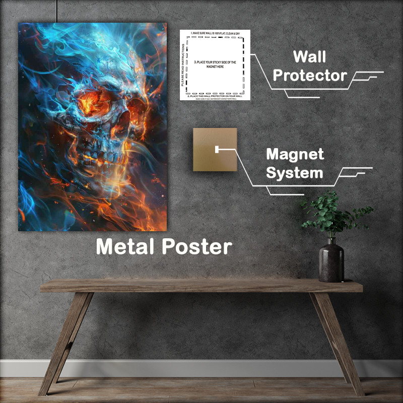 Buy Metal Poster : (The Orange and blue skull)