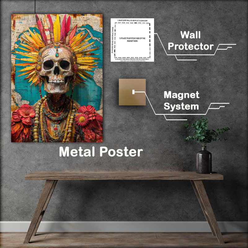 Buy Metal Poster : (The Skull of faces and beads)