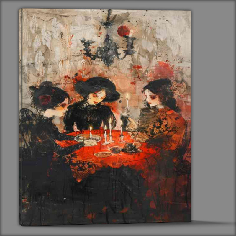 Buy Canvas : (Witches sitting around a table with candles)