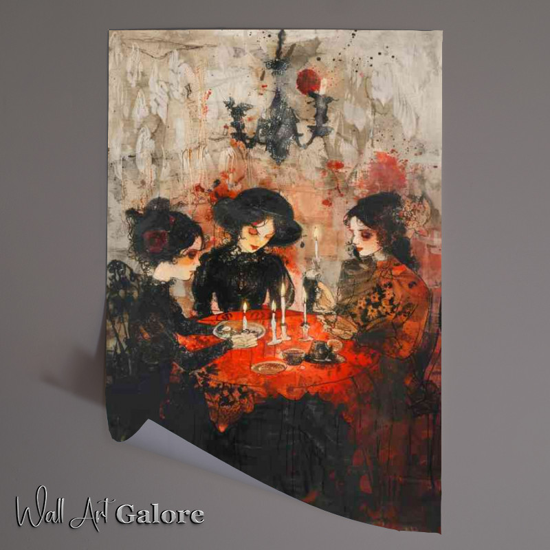 Buy Unframed Poster : (Witches sitting around a table with candles)