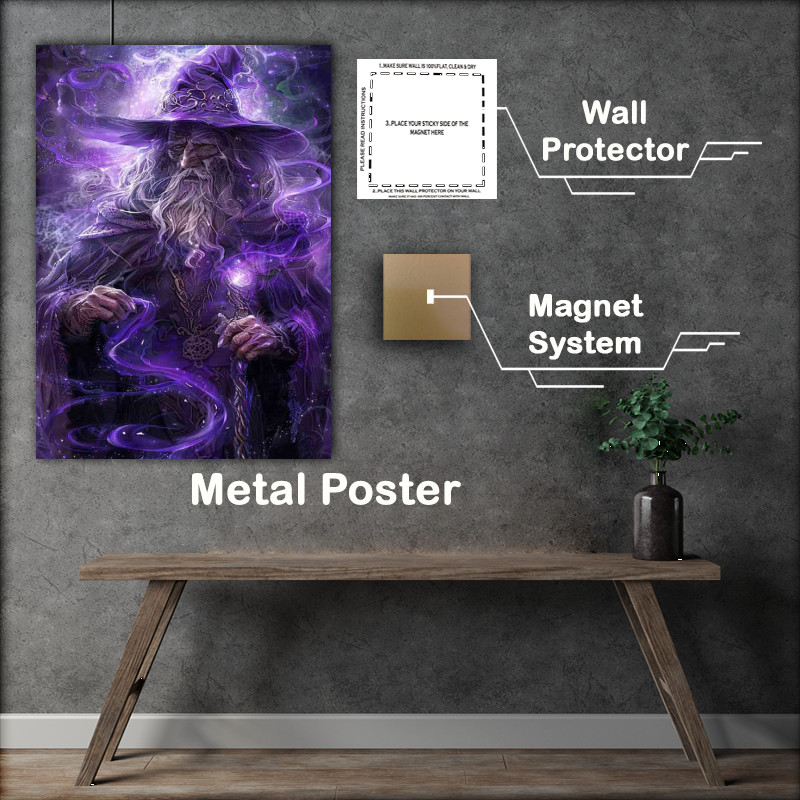 Buy Metal Poster : (Wizzard in purple with light staff)
