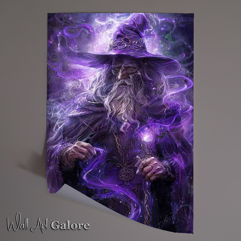 Buy Unframed Poster : (Wizzard in purple with light staff)