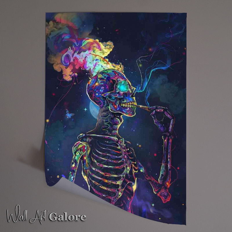 Buy Unframed Poster : (psychedelic skelleton smoke)