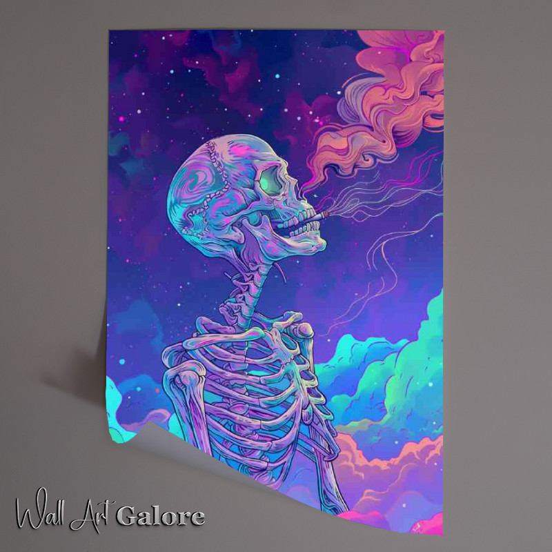 Buy Unframed Poster : (skeleton in space with vibrant colours)