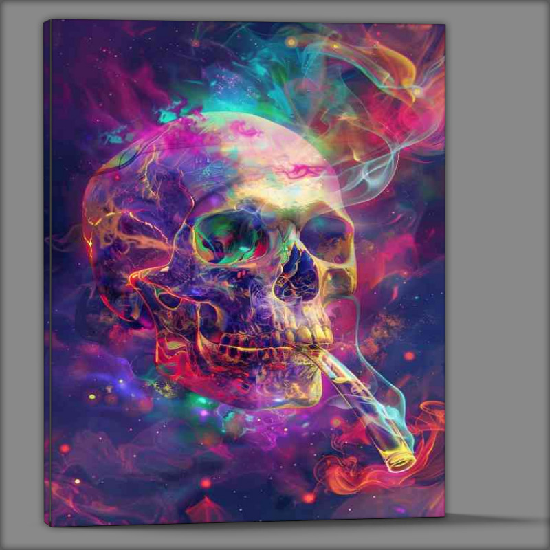 Buy Canvas : (skull with a glass pipe neon colours)