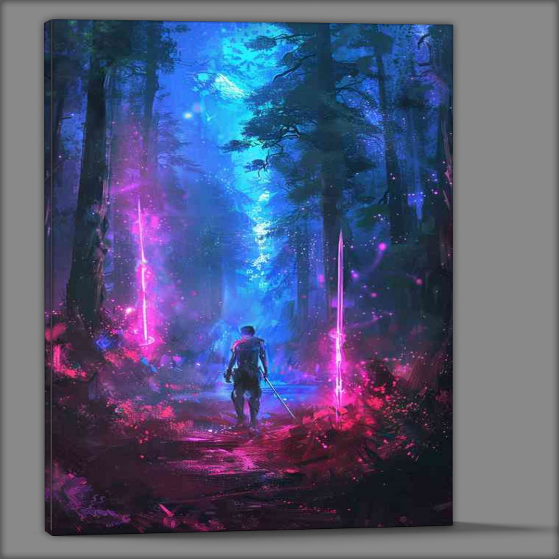 Buy Canvas : (Young man walking along the path with swords)