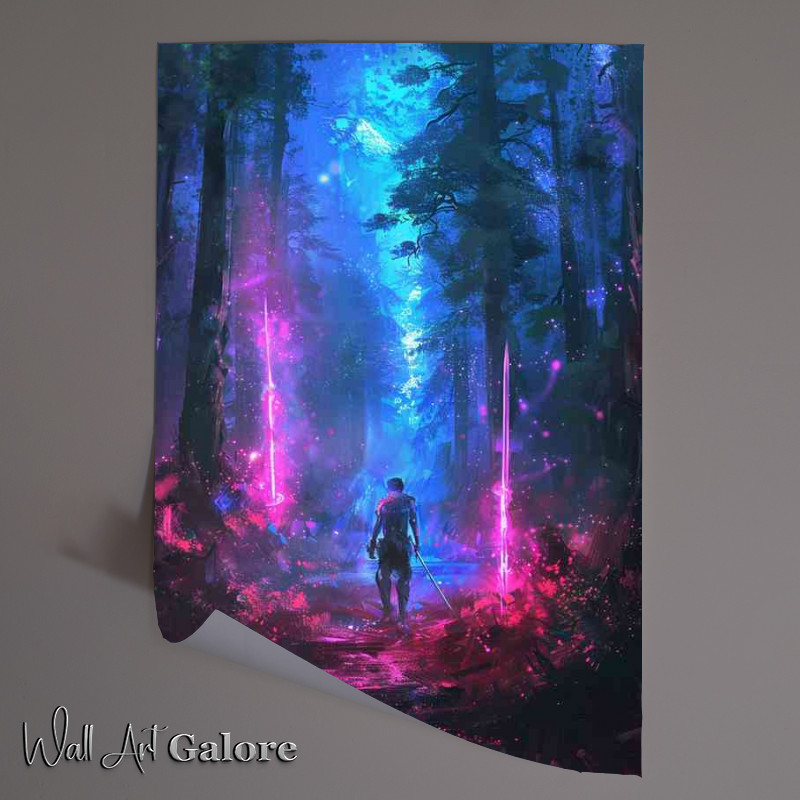 Buy Unframed Poster : (Young man walking along the path with swords)