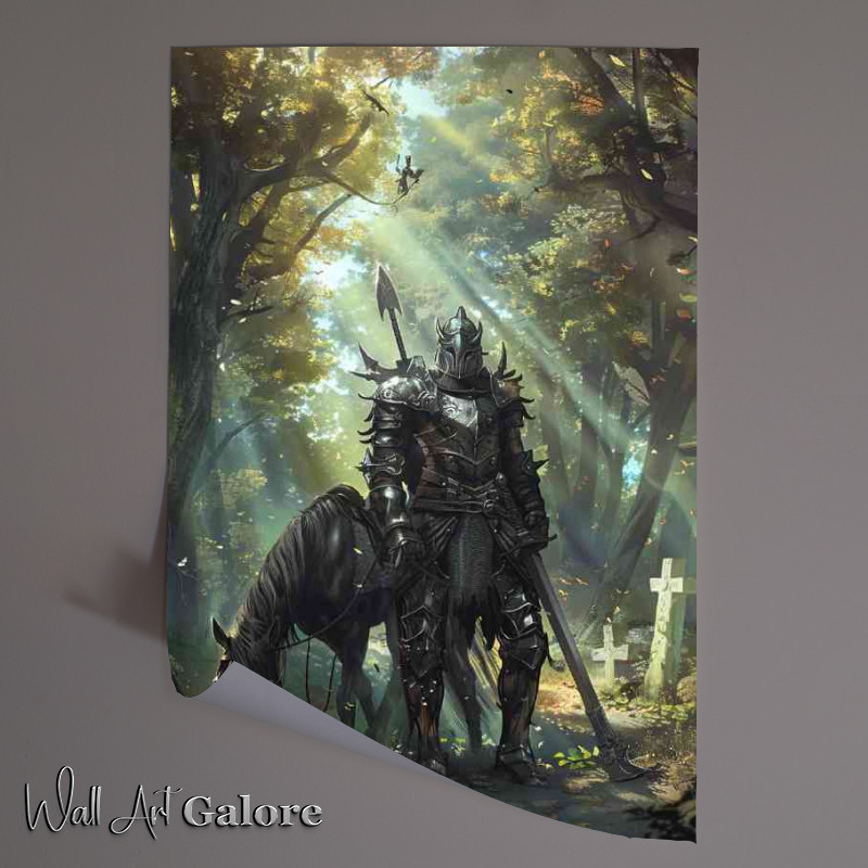 Buy Unframed Poster : (Dark fantasy armored knight and Horse)
