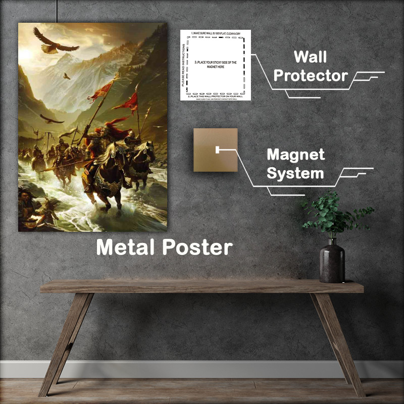 Buy Metal Poster : (Horseback Warriors with flying Eagle)