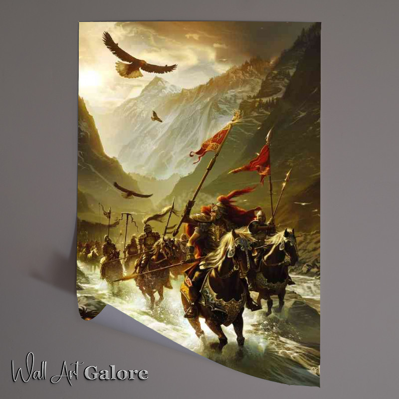 Buy Unframed Poster : (Horseback Warriors with flying Eagle)