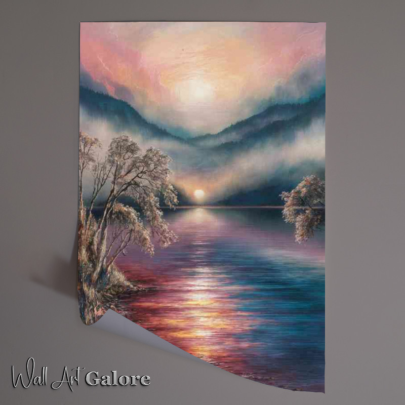 Buy Unframed Poster : (Breathtaking serene lake with mist setting)