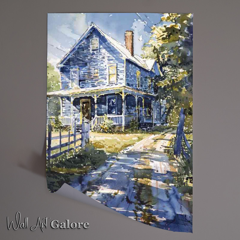 Buy Unframed Poster : (Farmhouse with a white porch and the lane)