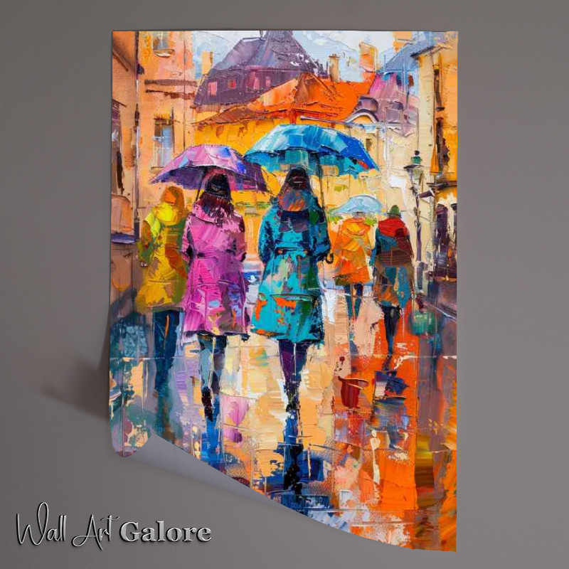 Buy Unframed Poster : (Ladys walking down the street with umberellas)