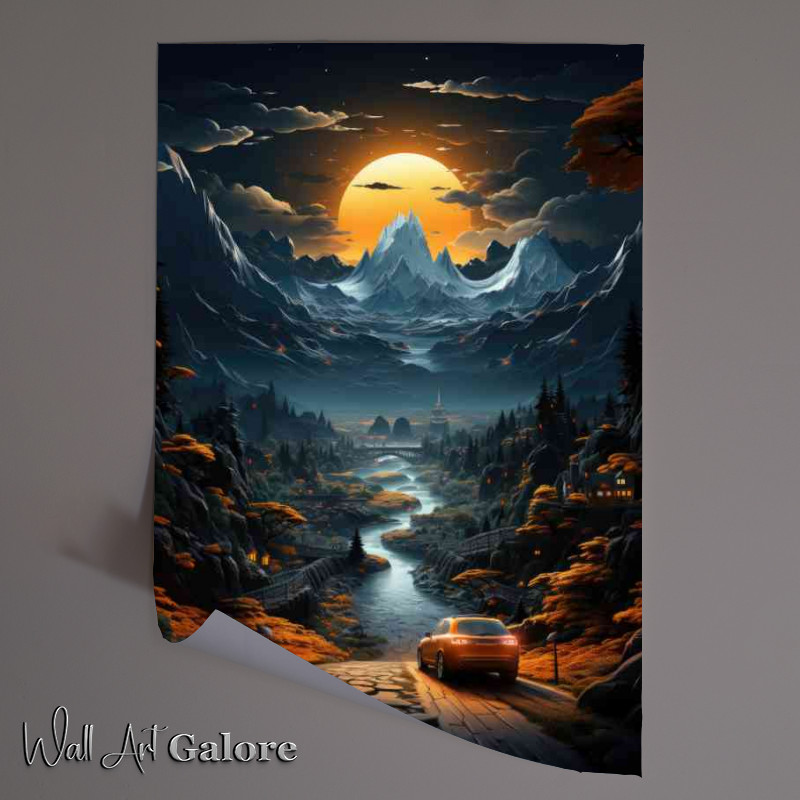 Buy Unframed Poster : (Midnight moon looking down the valley)