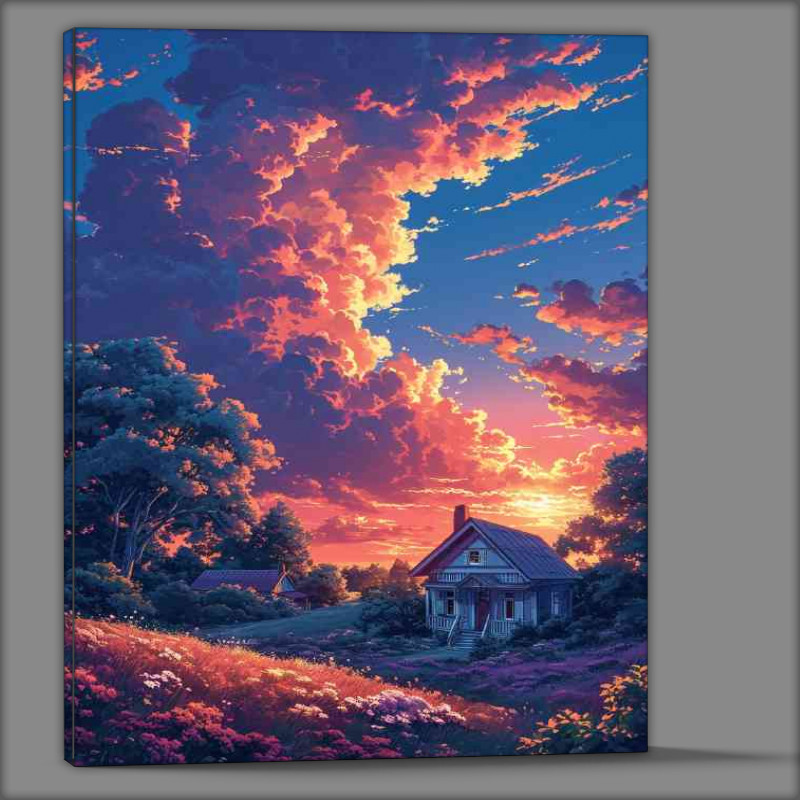Buy Canvas : (The painted house on the hill)