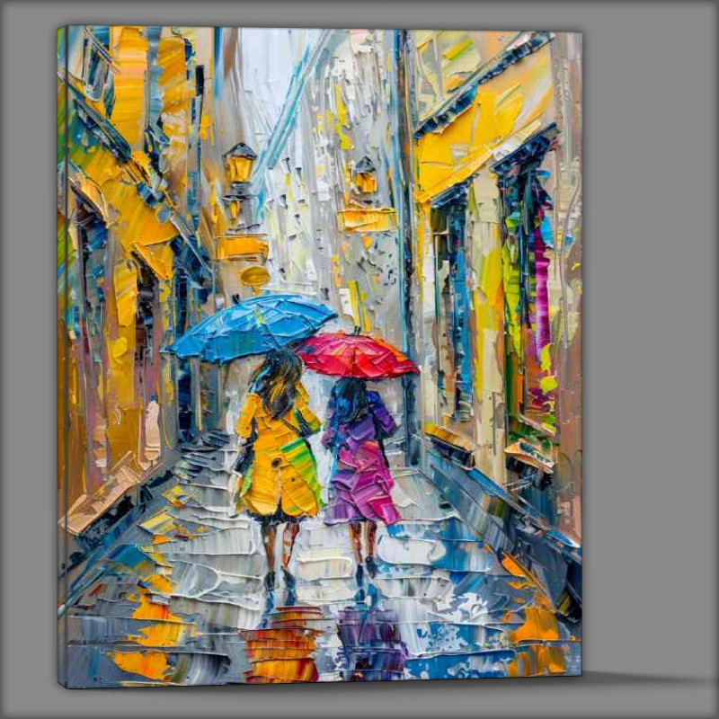 Buy Canvas : (Two ladys walking down the cobbles)