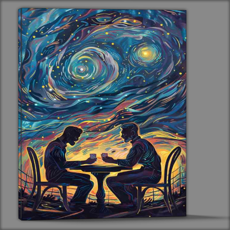 Buy Canvas : (Two men sitting together playing with cards)