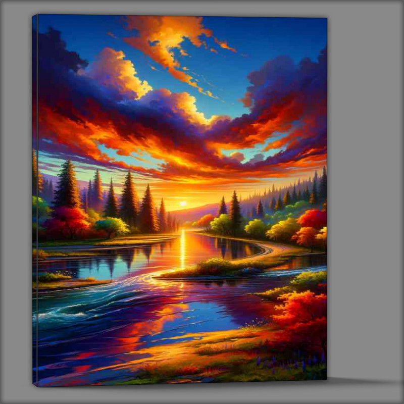Buy Canvas : (Vibrant landscape at sunset)