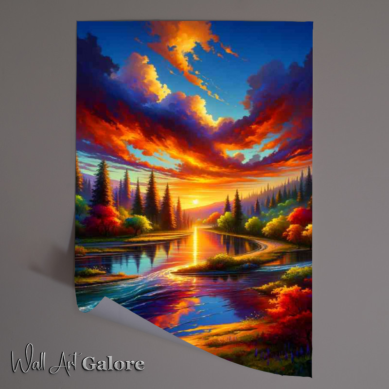 Buy Unframed Poster : (Vibrant landscape at sunset)